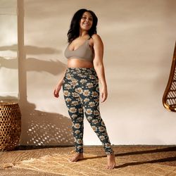 daisy flowers retro seamless pattern yoga leggings