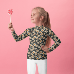 daisy flowers retro seamless pattern kids rash guard