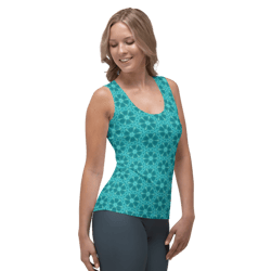 aquatic flowers seamless pattern sublimation cut & sew tank top