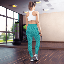 aquatic flowers seamless pattern yoga leggings