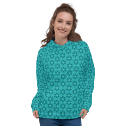 aquatic flowers seamless pattern unisex hoodie