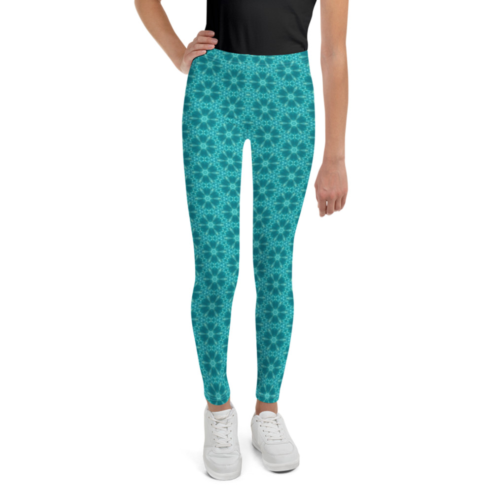 Aquatic Flowers Seamless Pattern Youth Leggings