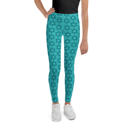 aquatic flowers seamless pattern youth leggings