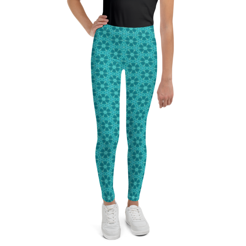 Aquatic Flowers Seamless Pattern Youth Leggings