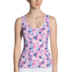 cartoon love hearts pattern sublimation cut & sew tank top