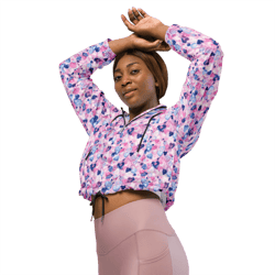 cartoon love hearts pattern women’s cropped windbreaker