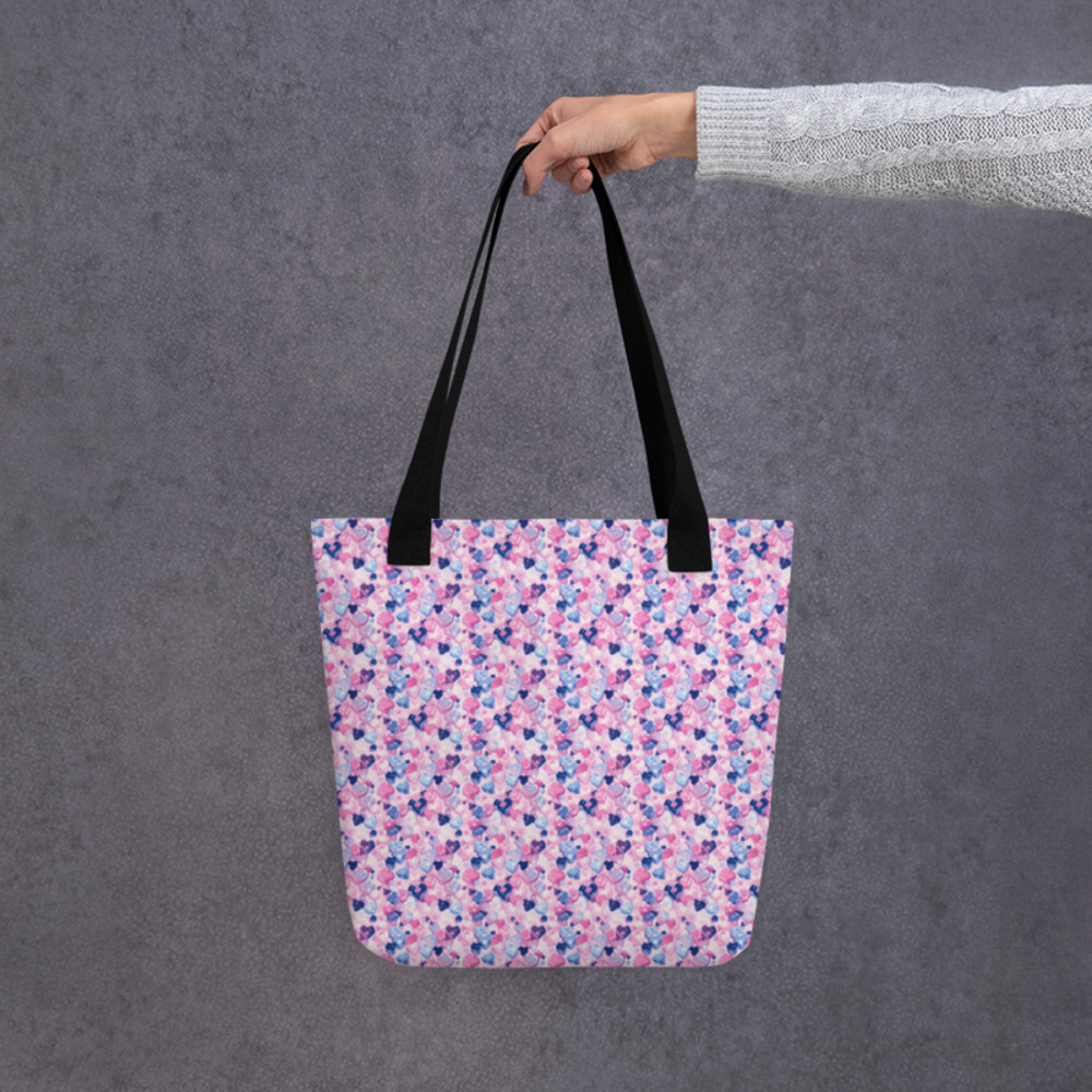 Cartoon Love Hearts Pattern Tote bag