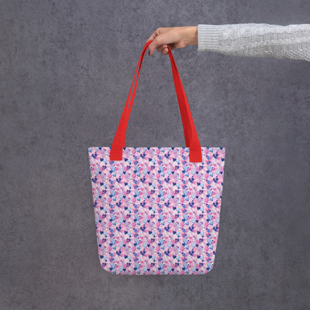Cartoon Love Hearts Pattern Tote bag
