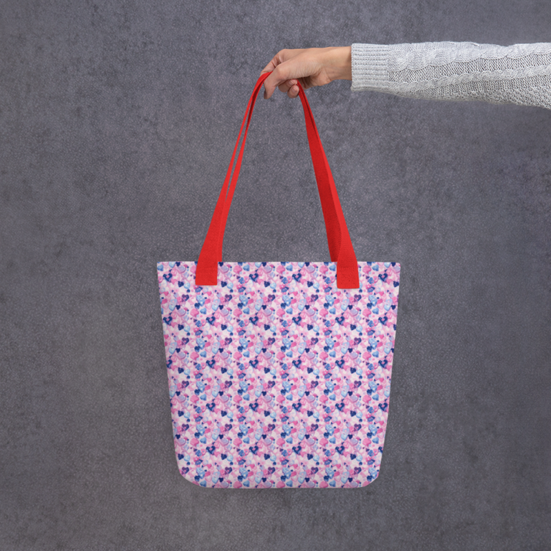Cartoon Love Hearts Pattern Tote bag