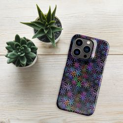 neon sparkle flowers pattern snap case for iphone®