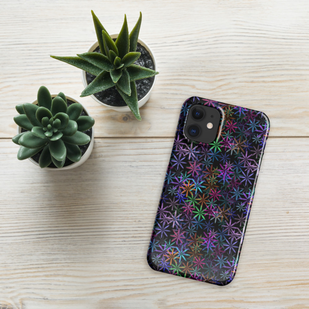 Neon Sparkle Flowers Pattern Snap case for iPhone®