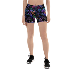 neon sparkle flowers pattern shorts
