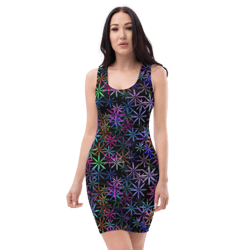 neon sparkle flowers pattern sublimation cut & sew dress