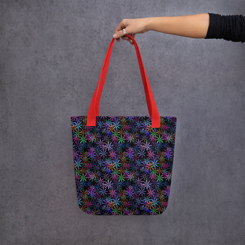 Neon Sparkle Flowers Pattern Tote bag