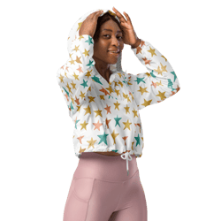colored stars seamless pattern women’s cropped windbreaker