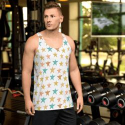colored stars seamless pattern unisex tank top