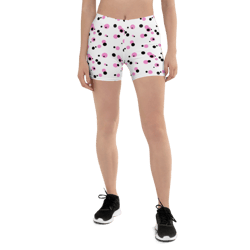 pink and black dots pattern shorts