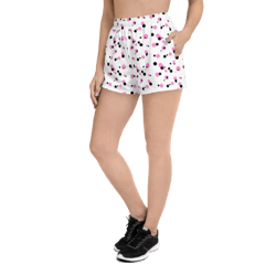 Pink and Black Dots Pattern Women’s Recycled Athletic Shorts