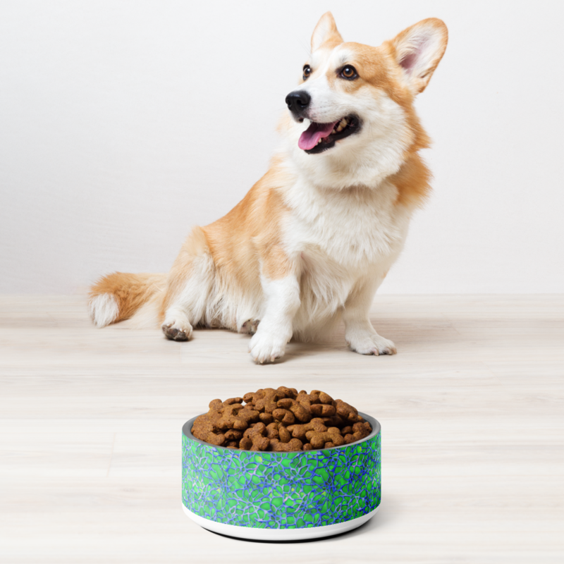 Green and Blue Modern Mozaic Pet bowl