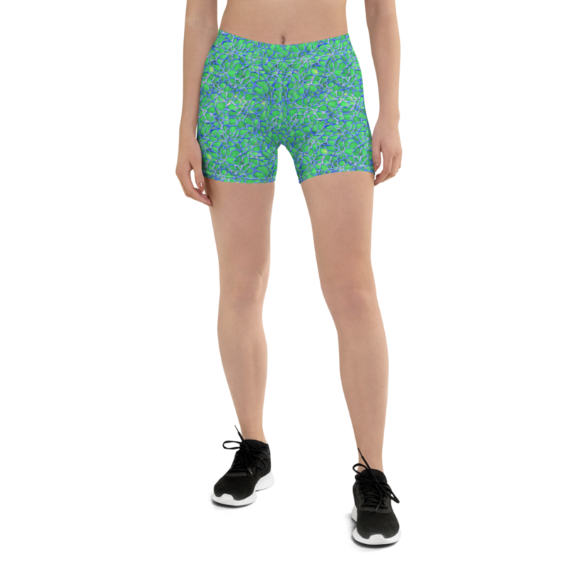 Green and Blue Modern Mozaic Shorts