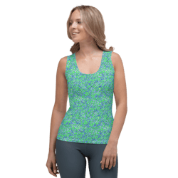 green and blue modern mozaic sublimation cut & sew tank top