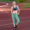 Green and Blue Modern Mozaic Capri Leggings