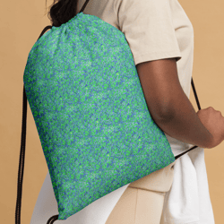 Green and Blue Modern Mozaic Drawstring bag