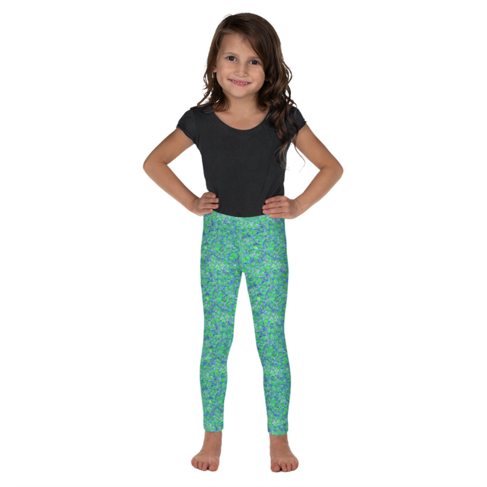 Green and Blue Modern Mozaic Kid's Leggings