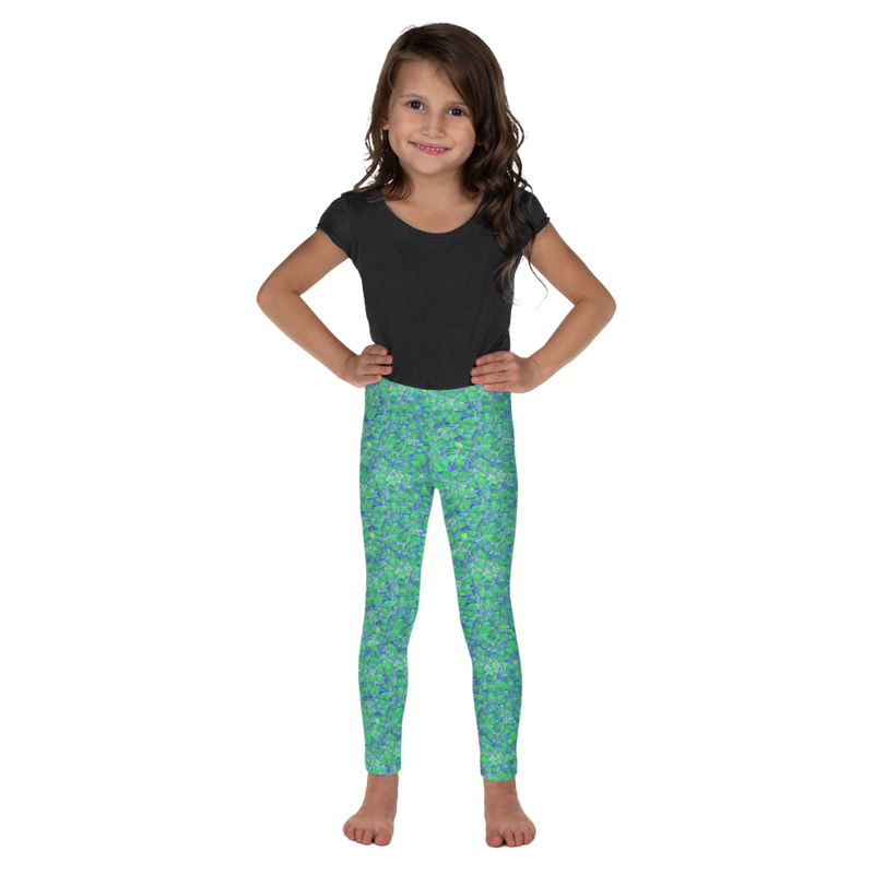 Green and Blue Modern Mozaic Kid's Leggings