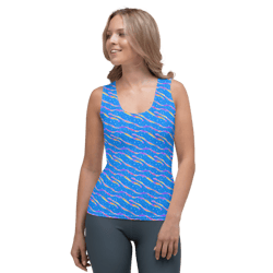 Blue Modern Chic Pattern Sublimation Cut & Sew Tank Top