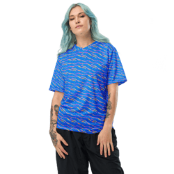 Blue Modern Chic Pattern Recycled unisex sports jersey
