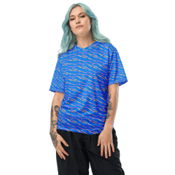 blue modern chic pattern recycled unisex sports jersey