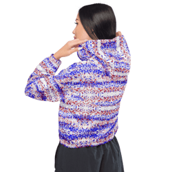 fourth of july fragmented pattern women’s cropped windbreaker
