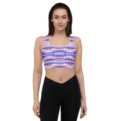 Fourth of July Fragmented Pattern Longline sports bra