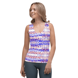 fourth of july fragmented pattern sublimation cut & sew tank top