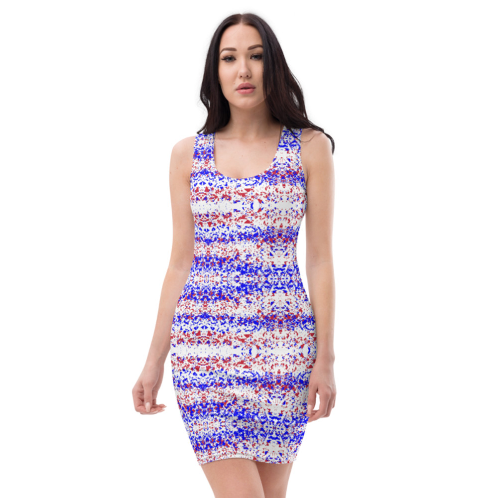 Fourth of July Fragmented Pattern Sublimation Cut & Sew Dress