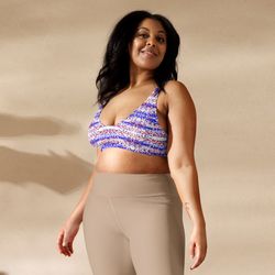 fourth of july fragmented pattern recycled padded bikini top