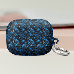 blue and black rose flowers seamless pattern case for airpods®