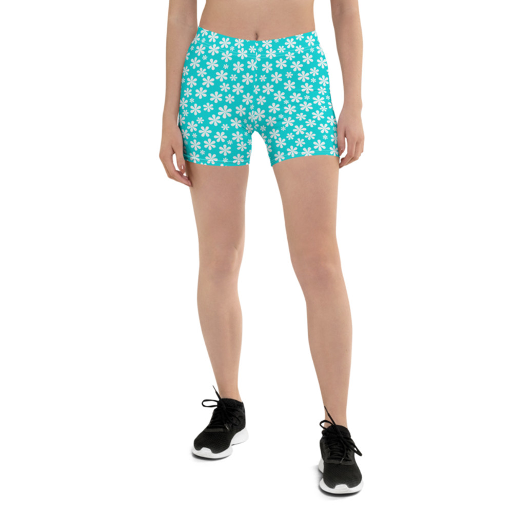 Simple White and Blue Floral Pattern Shorts