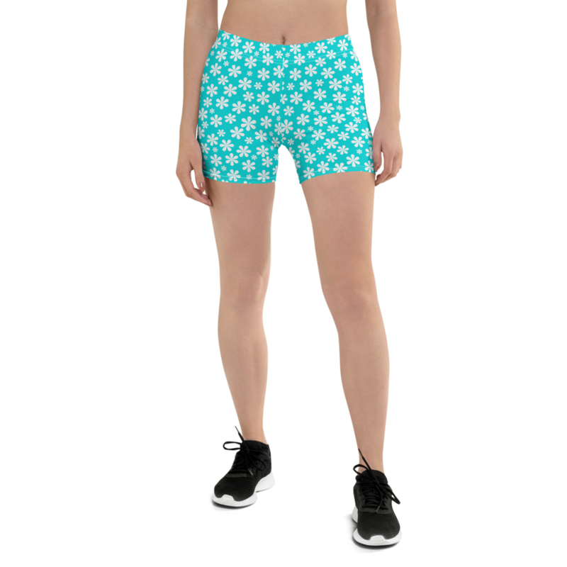 Simple White and Blue Floral Pattern Shorts
