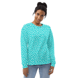 Simple White and Blue Floral Pattern Unisex Sweatshirt