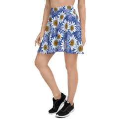 daisy flowers floral pattern skater skirt