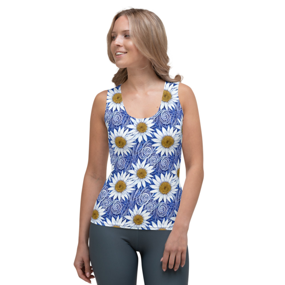 Daisy Flowers Floral Pattern Sublimation Cut & Sew Tank Top