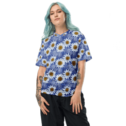 daisy flowers floral pattern recycled unisex sports jersey