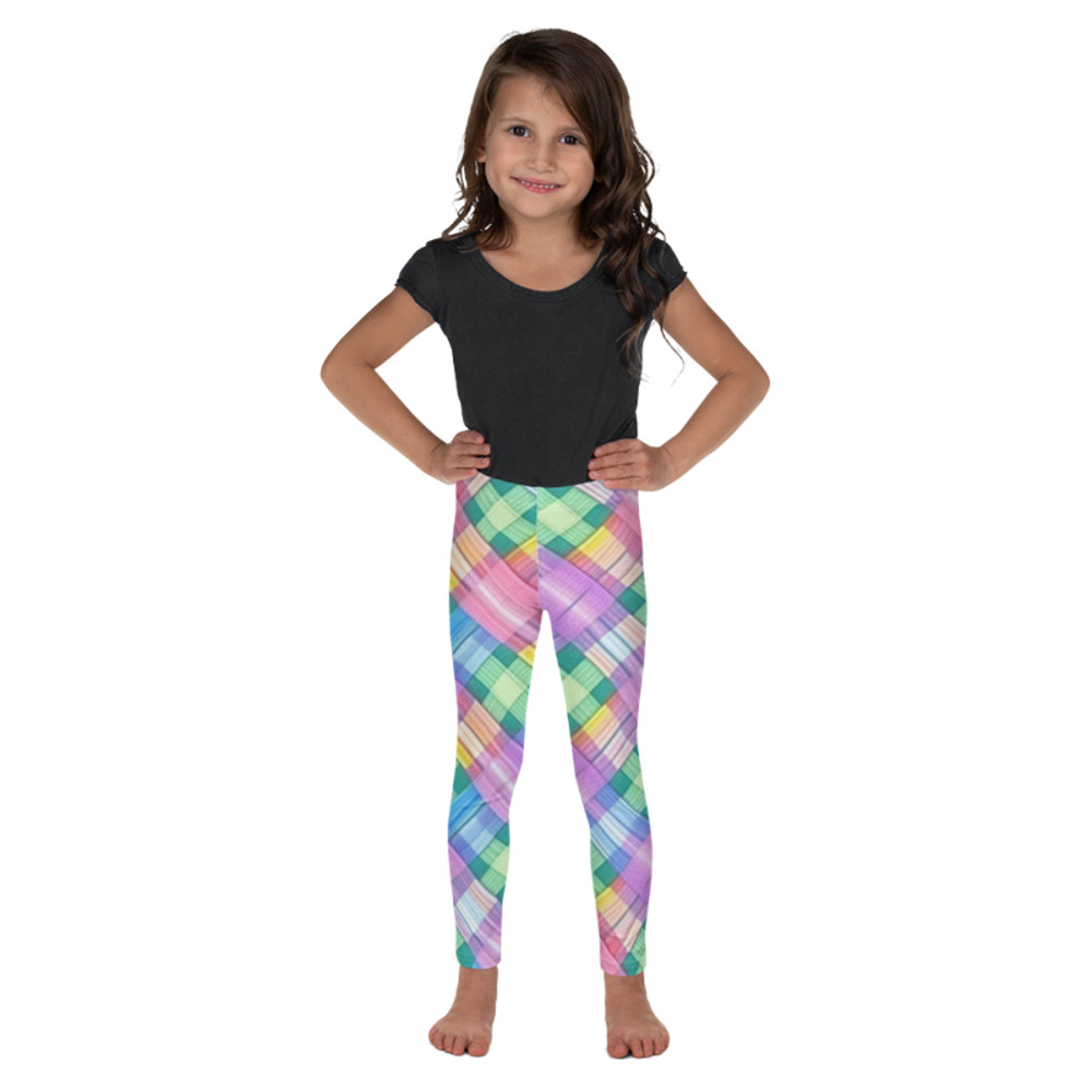 Pastel Rainbow Plaid Pattern Kid's Leggings
