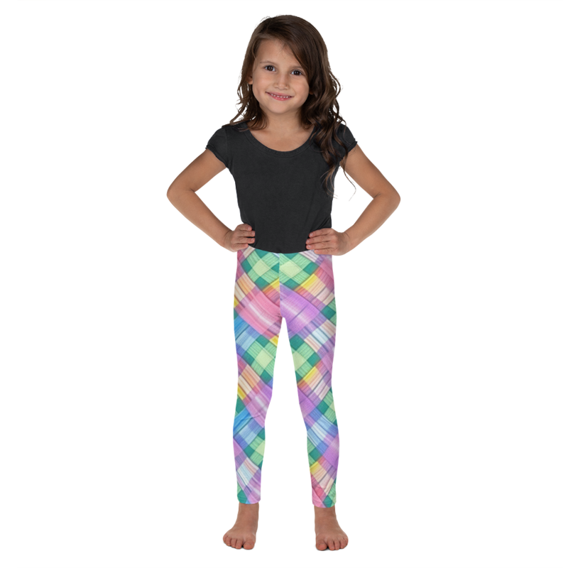 Pastel Rainbow Plaid Pattern Kid's Leggings