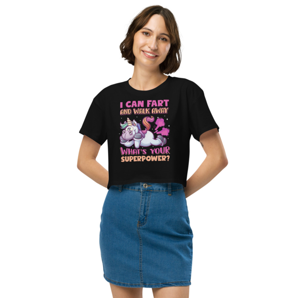 Funny Farting Unicorn Women’s crop top