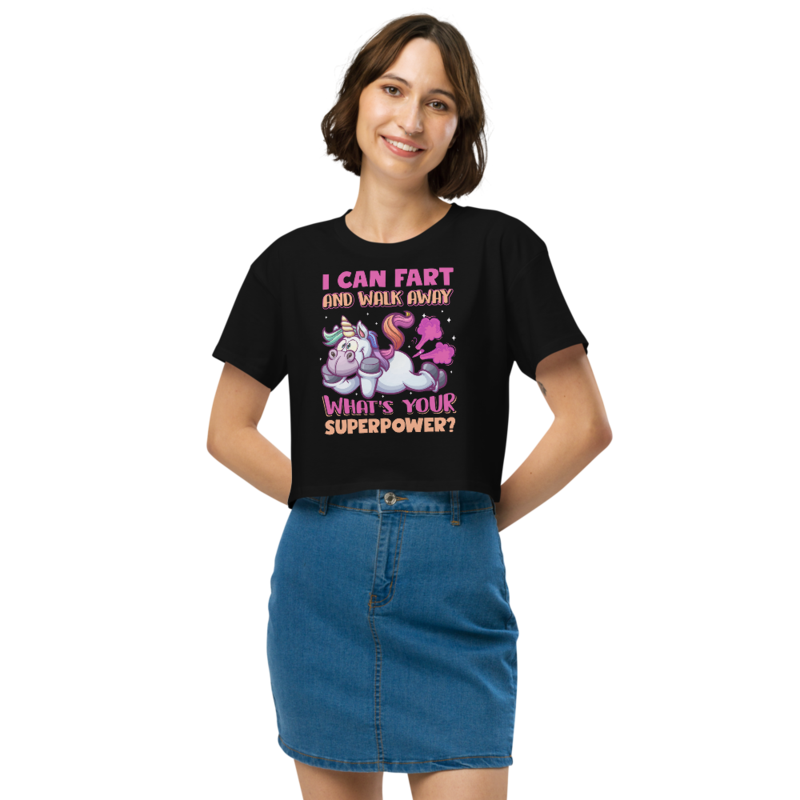 Funny Farting Unicorn Women’s crop top