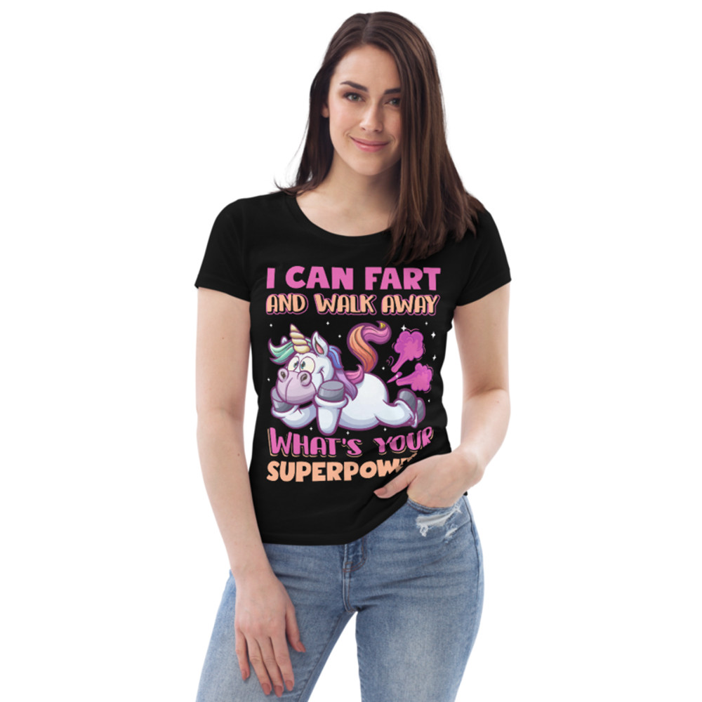 Funny Farting Unicorn Women's fitted eco tee