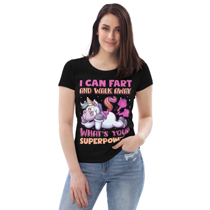 Funny Farting Unicorn Women's fitted eco tee